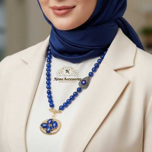 كوليه حجر عقيق ازرق