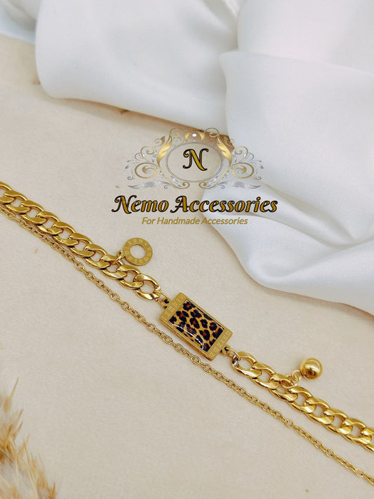 stainless steel leopard print chain braclet