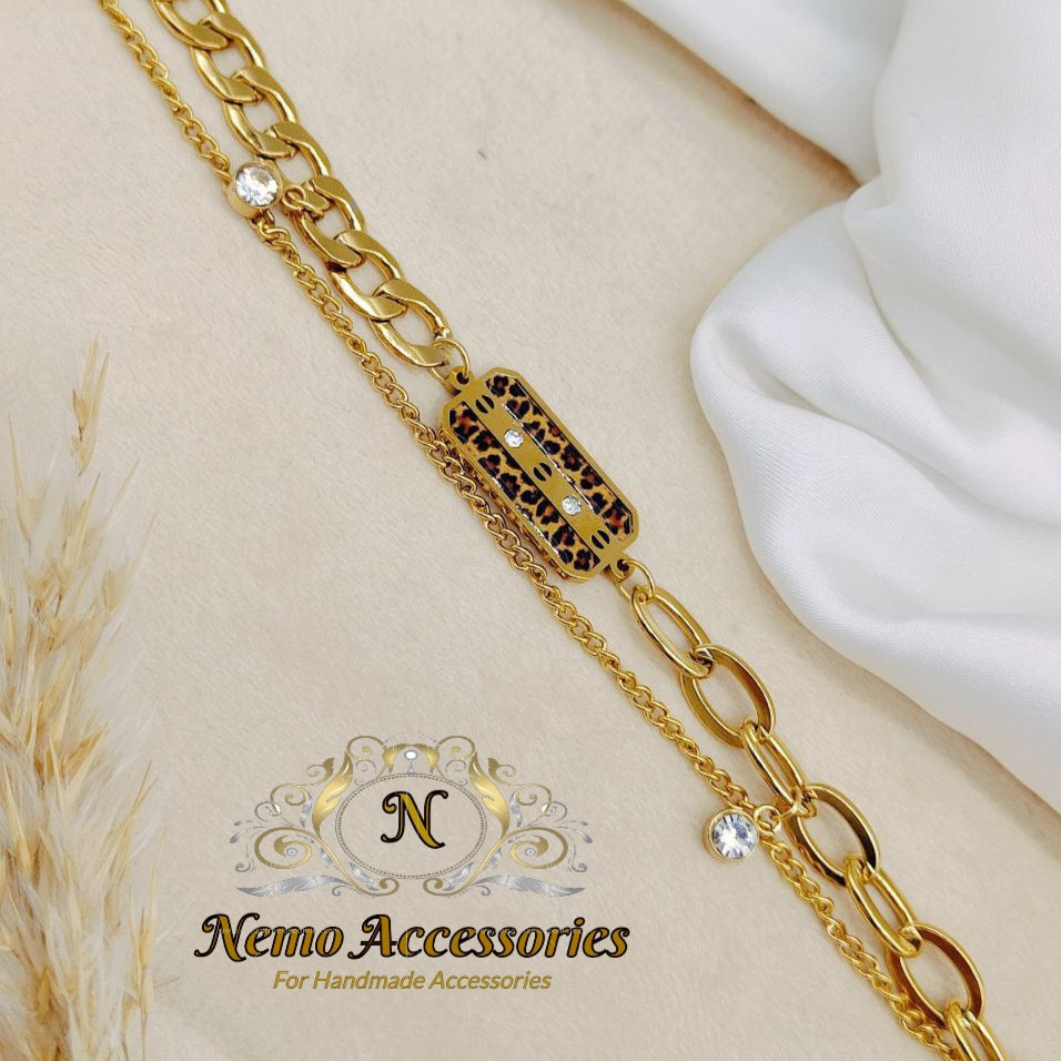 stainless steel leopard print chain braclet