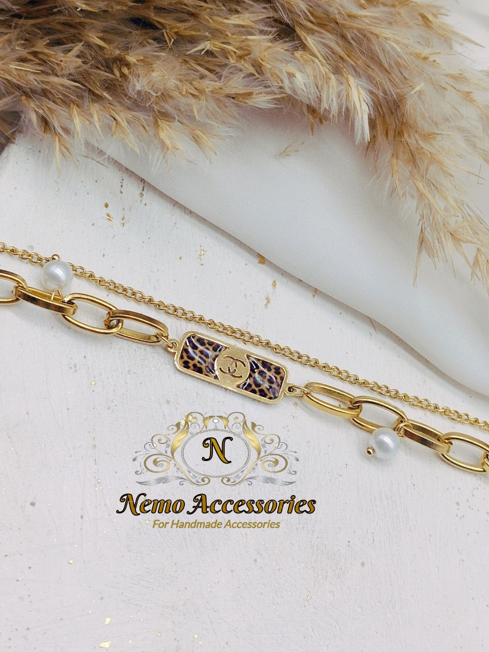 stainless steel leopard print chain braclet