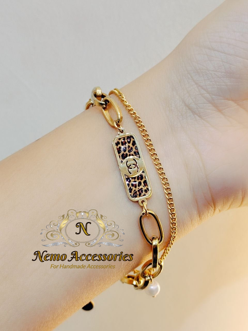 stainless steel leopard print chain braclet