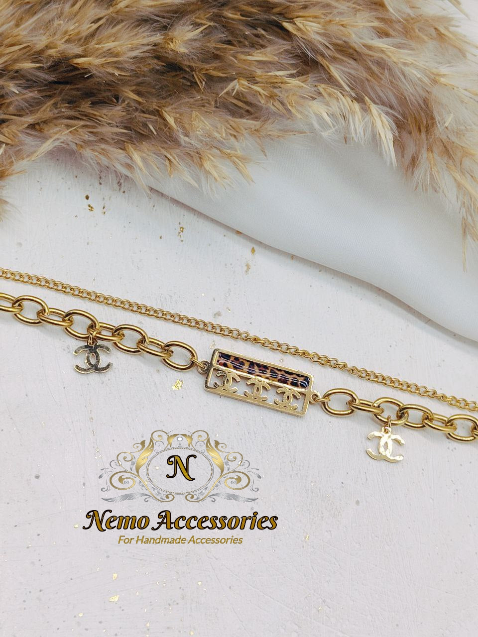 stainless steel leopard print chain braclet