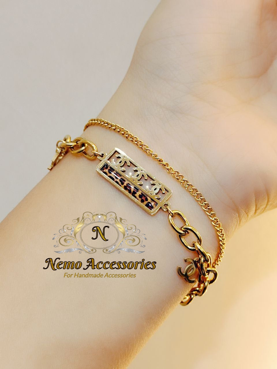stainless steel leopard print chain braclet