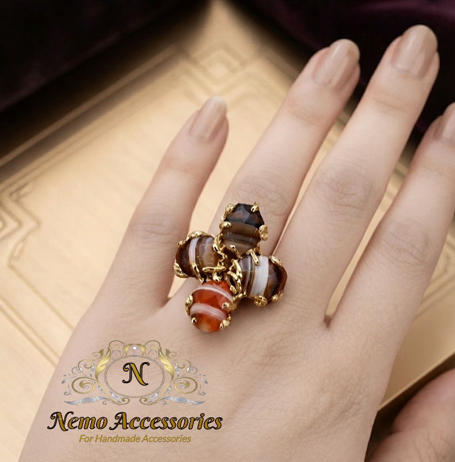 agate - rose quartz rings