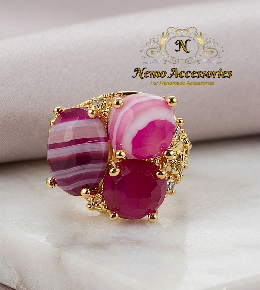 agate - rose quartz rings