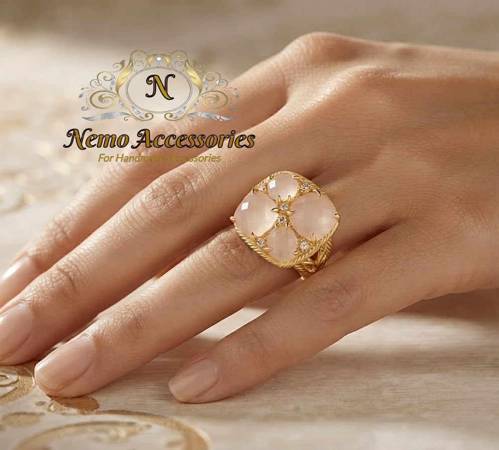 agate - rose quartz rings